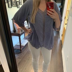 Forgotten Grace V Neck Asymmetrical Hymn Blouse